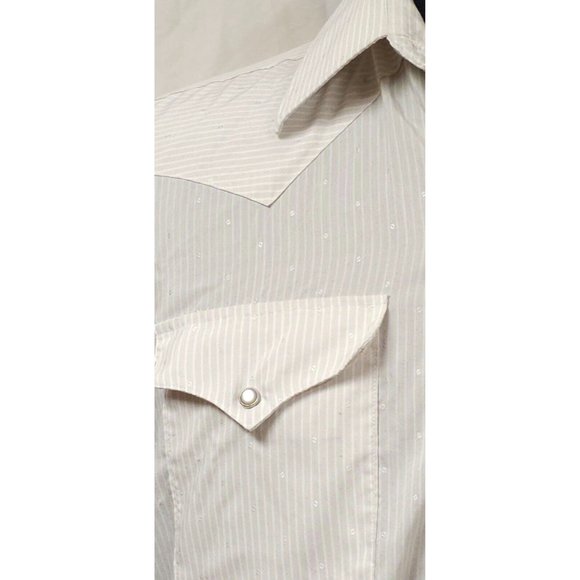 Pan Handle Slim Mens 16-34 Beige Stripe Dots Long Sleeve Button Up Western Shirt - Picture 2 of 12